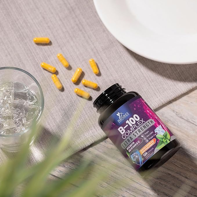 Vitamin B Complex Capsules with Vitamins B1 B2 B3 B6 B12 B100 C Biotin Folate & Folic Acid - Supplement for Energy, Brain, & Immune Support - Super B Vitamin Complex for Women & Men - 120 Vegan Pills