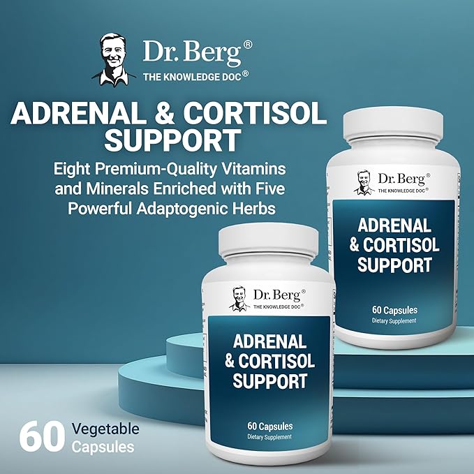 Dr. Berg Adrenal & Cortisol Supplement New Formula - Adrenal Supplement & Cortisol Manager for Mood, Focus and Stress Support - Adrenal Supplements with Ashwagandha Extracts - 60 Capsules 3 Pack