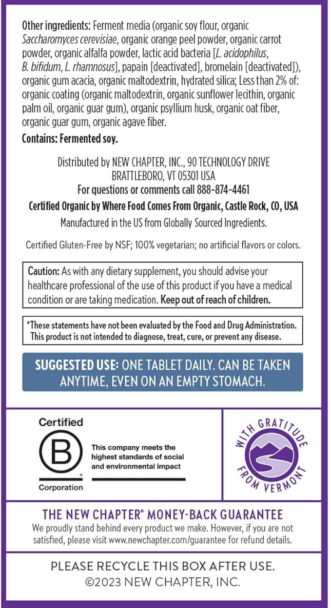 New Chapter Men's Multivitamin 50 Plus for Brain, Heart, Digestive, Prostate & Immune Support with 20+ Nutrients + Astaxanthin - Every Man's One Daily 55+, Gentle on The Stomach - 96 ct