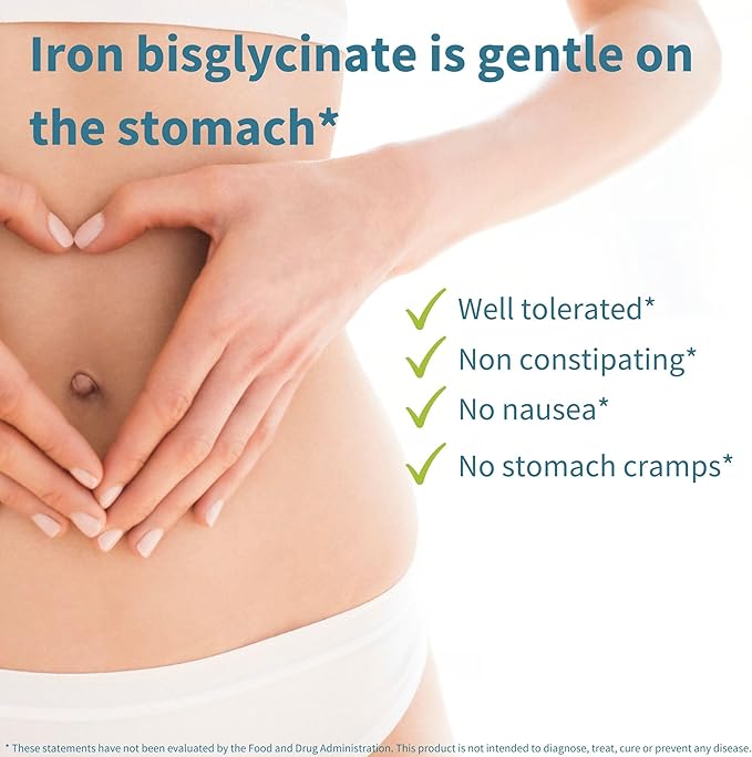 High Absorption Chelated Iron Bisglycinate 20mg with Vitamin C, 6 Month Supply, Gentle Formula, Clean Label & Targeted Release, One Daily, Vegan, 180 Tablets, by Igennus