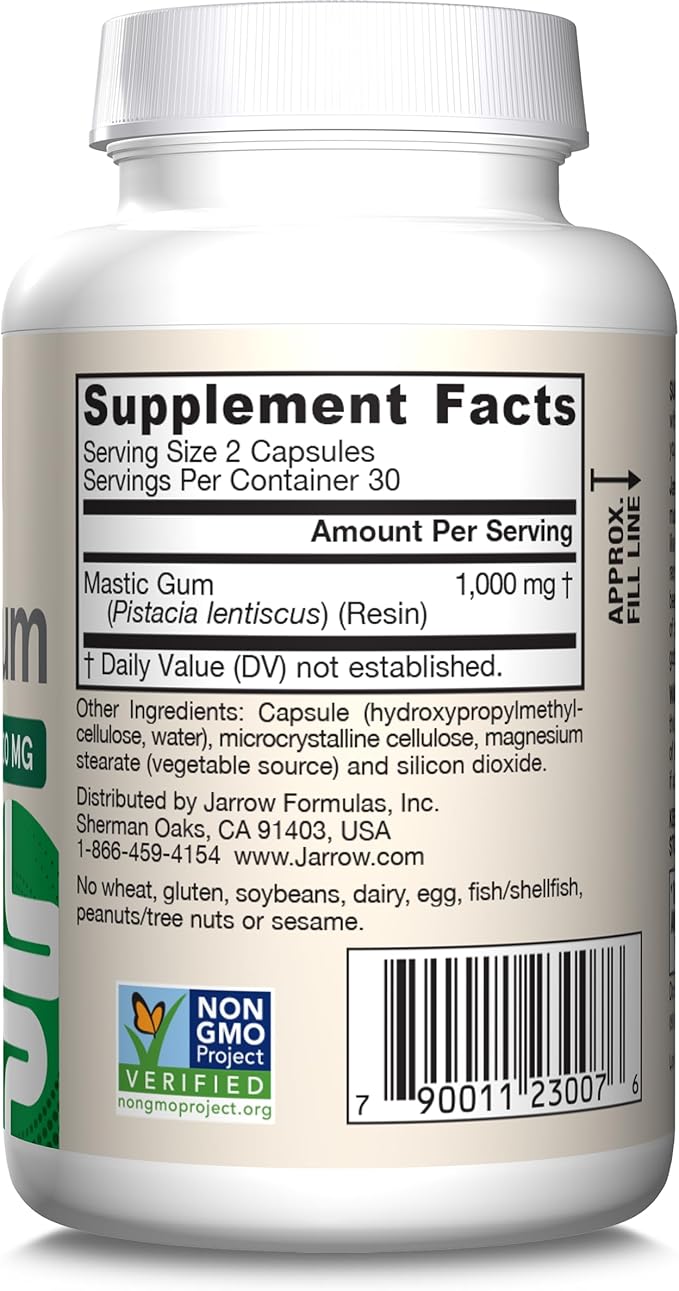 Jarrow Formulas Mastic Gum 1000 mg, Dietary Supplement for Gastrointestinal Health Support, 60 Veggie Capsules, 30 Day Supply, (Pack of 12)