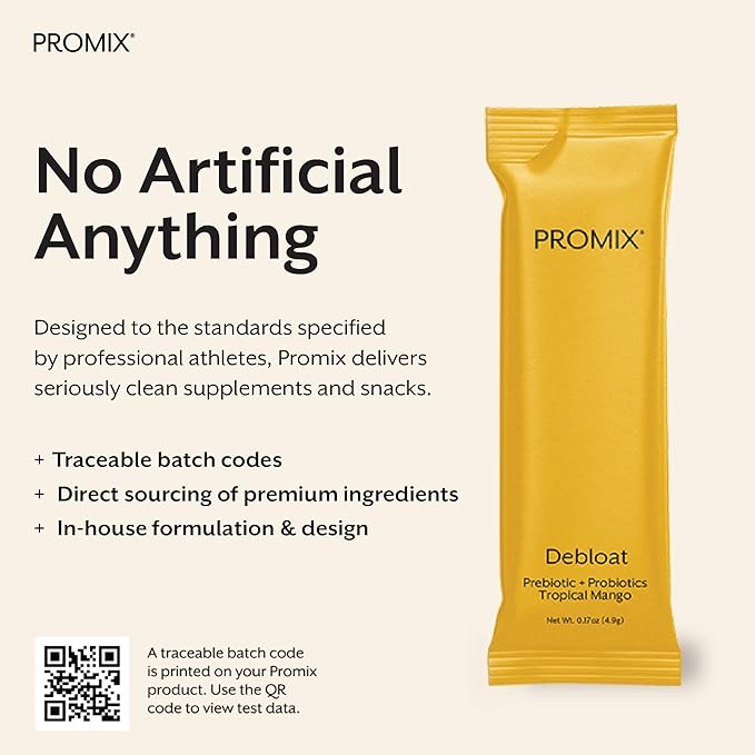 Promix Debloat Prebiotics and Probiotics Immune Support Supplement for Digestion, Cortisol Health, Gut Cleanse - Mango - 30 Count