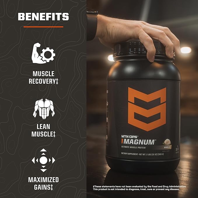 MTN OPS Magnum Vanilla Protein Powder | 23g of Whey Isolate Protein & Milk Protein with BCAAs | Zero Sugar & Gluten Free | Vanilla Milkshare, 30 Servings