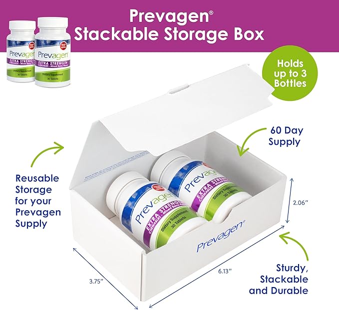 Prevagen Extra Strength 20mg, 30 Chewables|Mixed Berry-2 Pack|with Apoaequorin & Vitamin D with Attractive and Stackable Prevagen Storage Box