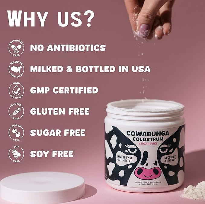 Cowabunga Colostrum - Premium, Pure & Unaltered Colostrum Powder Supplement - for Immune Support, Gut Health, Muscle Recovery & Wellness - Kosher & Halal Certified Calostro