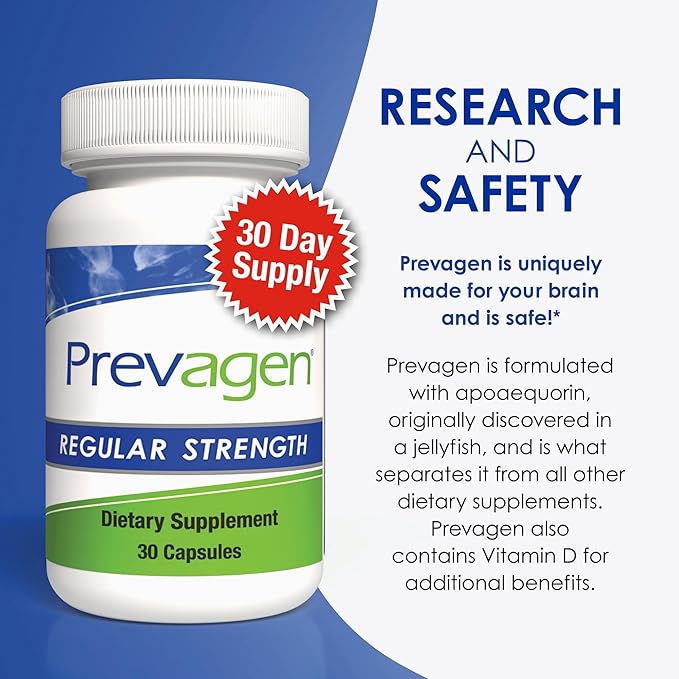 Prevagen Regular Strength 10mg, 30 Capsules |2 Pack| with Apoaequorin & Vitamin D with Attractive and Stackable Prevagen Storage Box