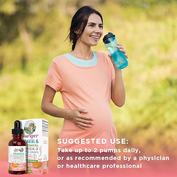 MaryRuth Organics Prenatal & Postnatal Omega-3 Liquid Drops 800mg DHA & 8mg of EPA Per Serving | Overall Wellness for Mom & Baby | 2oz