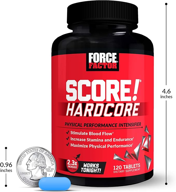 Force Factor SCORE!, 2-Pack, Hardcore Nitric Oxide Booster Supplement for Men with L-Citrulline, Yohimbe, Black Maca & B Vitamins to Increase Stamina, Maximize Physical Performance, 240 Tablets