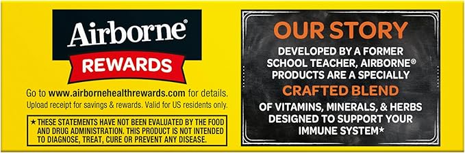 Airborne 1000mg Vitamin C with Zinc, SUGAR FREE Effervescent Tablets, Immune Support Supplement with Powerful Antioxidants Vitamins A C & E - 30 Fizzy Drink Tablets, Zesty Orange Flavor