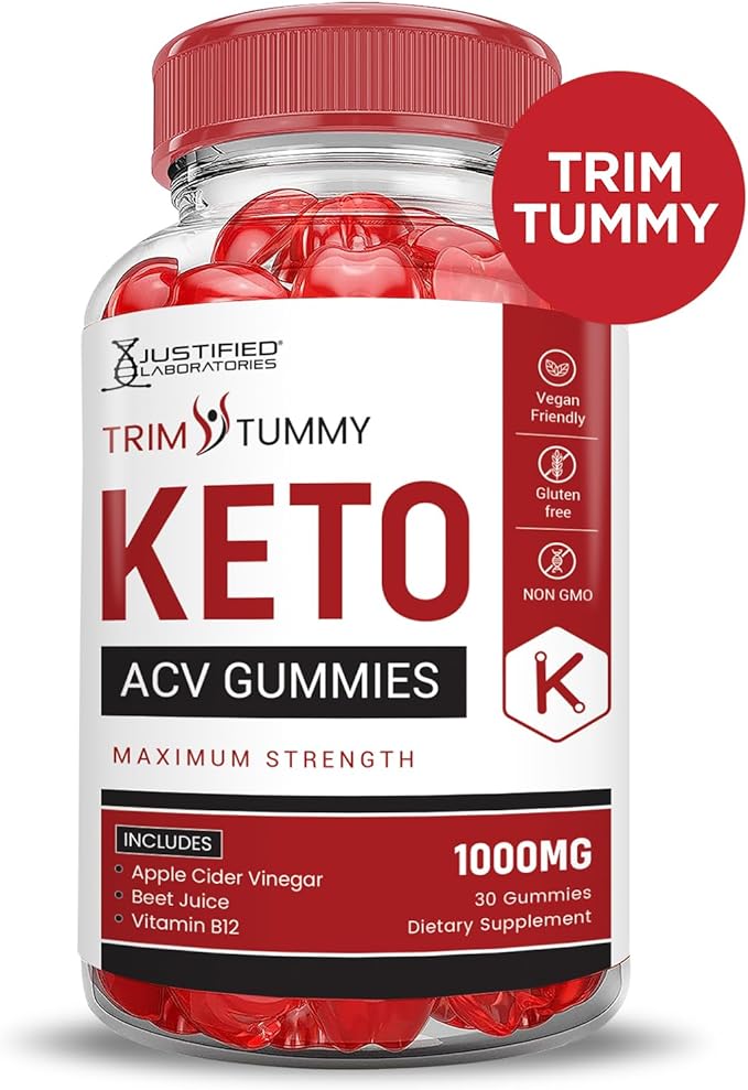 (2 Pack) Trim Tummy Keto ACV Gummies Advanced Formula 1000MG Trim Tummy Keto Gummies Apple Cider Vinegar Formulated with Pomegranate Beet Juice Powder B12 Vegan Non GMO 120 Gummys