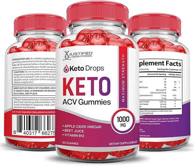 (10 Pack) Keto Drops Keto ACV Gummies Advanced Formula 1000MG Keto Drops Keto Gummies Apple Cider Vinegar Formulated with Pomegranate Beet Juice Powder B12 Vegan Non GMO 300 Gummys