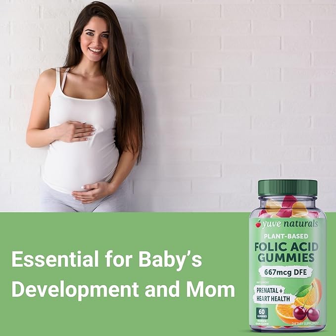Yuve Prenatal Gummies for Women – Folic Acid 667 mcg DFE – Pregnancy Vitamins Gummies – Hormonal Support & Folate Acid – Vegan & Natural – 60 ct