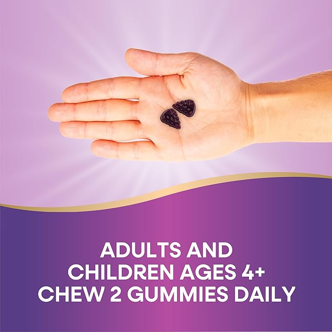 Nature’s Way Sambucus Zero Sugar Immune Gummies, Daily Immune Support*, Black Elderberry Extract, Vitamin C, Vitamin D3, Zinc, Sugar Free, Sugar Alcohol Free, Plant-Based Sweeteners, 70 Gummies