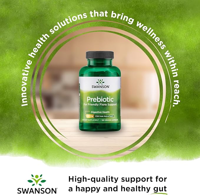 Swanson Prebiotic Capsules - Promotes Friendly Flora Support & Overall Digestive Health - Prebiotic Fiber Promoting Gut Health & Immune Health Support - (120 Veggie Capsules, 750mg Each) 1 Pack