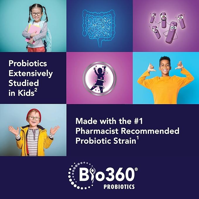 Kids Probiotic Supplement, Daily Support for Kid's Gut, Immune, Brain & Whole Body Health, 15 Strains 5 Billion CFU, Organic Prebiotic Apple Fiber, 30 Chewable Mixed Berry Flavor