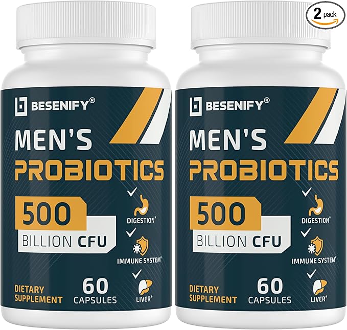 Probiotics for Men, 500 Billion CFUs & 12 Strains, Probiotics for Digestive Health, Men's Probiotic with Turmeric, Cranberry, Goji, for Overall Digestive, Immune Health, Gut & Bloating, 60-Days Supply