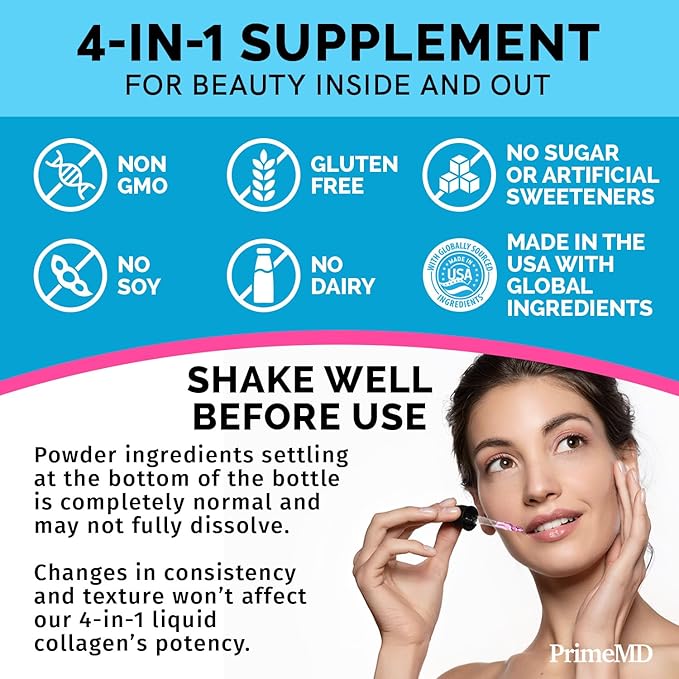 Liquid Collagen Peptides for Women - Complex with Biotin Vitamin, Hydrolyzed Keratin Protein and Saw Palmetto - Comprehensive Formula for Hair, Skin, and Nails Wellness - 2fl oz (Pack of 2)