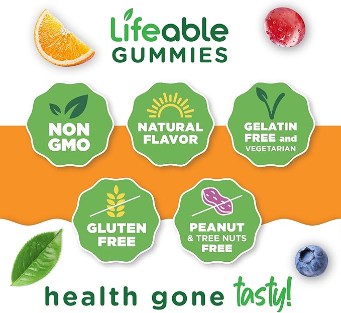 Lifeable Sugar Free Fiber Gummies for Adults | 4g | Great Tasting Fiber Supplement Gummies | Keto Friendly, Gluten Free, Vegan, Non GMO Prebiotic Fiber | for Digestive Health | 90 Gummies