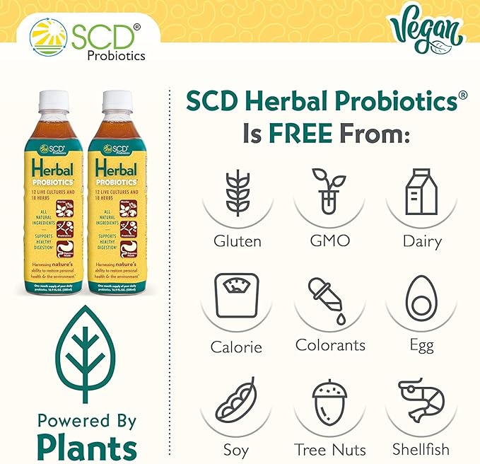 Herbal Probiotics - Bioavailable Liquid Probiotic Supplement, 12 Live Strains incl. Acidophilus, Antioxidants, 18 Herbs incl. Adaptogen Reishi Mushroom - 16.3 fl oz, 30-day supply