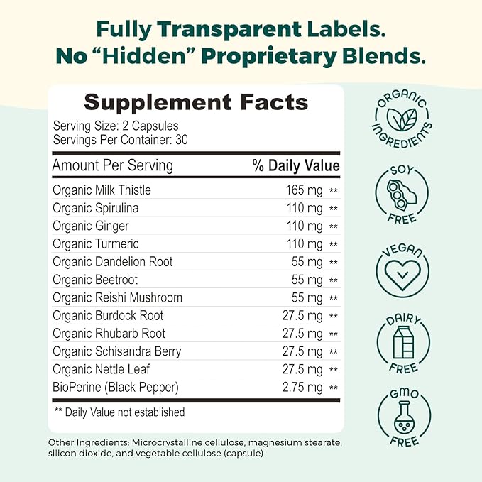 AlphaCleanse | Liver Health and Detox Blend Made with 12 Organic Superfoods. Milk Thistle, Dandelion Root, Burdock Root. Formulated for Detox Support, Liver, Digestive Health.