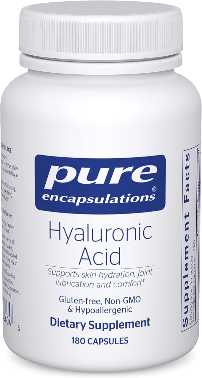 Pure Encapsulations Hyaluronic Acid - for Skin Hydration, Joint Lubrication & Joint Health* - Effective Absorption - Gluten Free - Vegan & Non-GMO - 180 Capsules