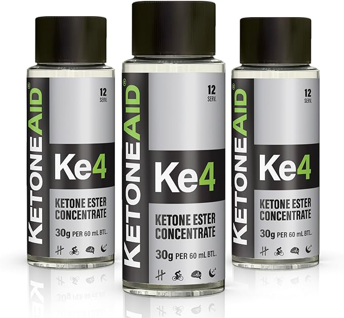 KetoneAid KE4 Pro Ketone Ester Drink | Not a Ketone Salt, No Sugar, No Caffeine | Exogenous D-BHB Ester | 12 Serving Per Bottle (3 Count)