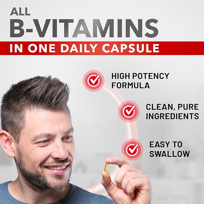 Divine Bounty Super B Complex Vitamins - All B Vitamins Including B12, B1, B2, B3, B5, B6, B7, B9, Folic Acid - Vitamin B Supplement - Support Healthy Energy Metabolism - 180 Vegetarian Capsules
