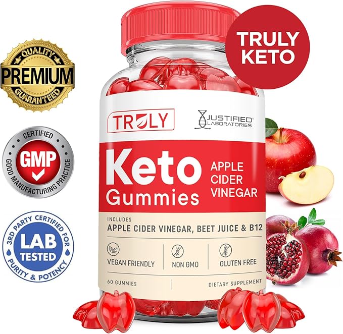 (2 Pack) Truly Keto ACV Gummies Advanced Formula 1000MG Truly Keto Gummies Apple Cider Vinegar Formulated with Pomegranate Beet Juice Powder B12 Vegan Non GMO 120 Gummys