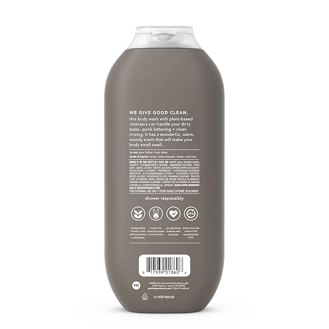 Method Men Body Wash, Cedar + Cypress, Paraben and Phthalate Free, 18 FL Oz (Pack of 3)