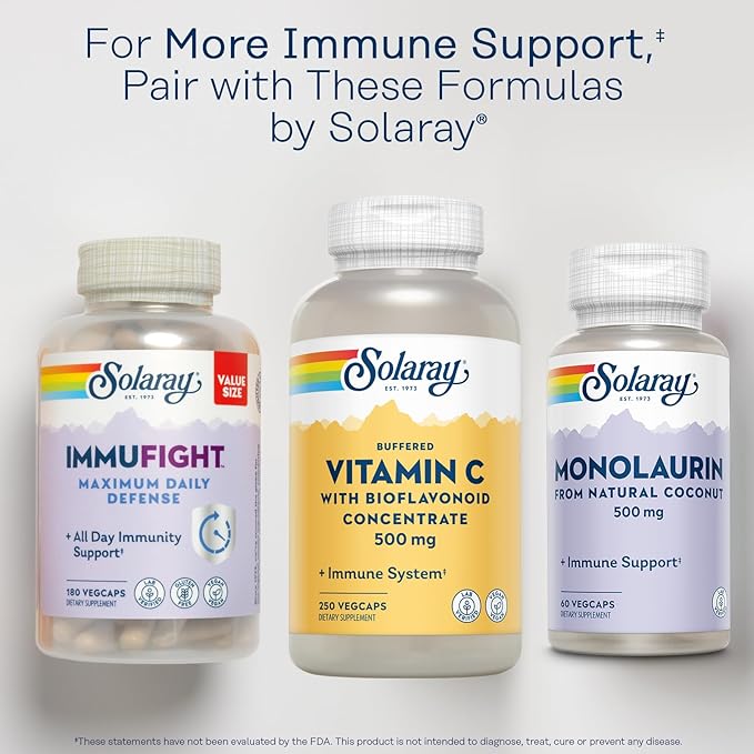 Solaray Buffered Vitamin C 500mg - with Bioflavonoids, Rose HIPS and Acerola Cherry - Immune Support Supplement - Easy to Digest, Vegan, Lab Verified, 60-Day Guarantee - 250 Servings, 250 VegCaps