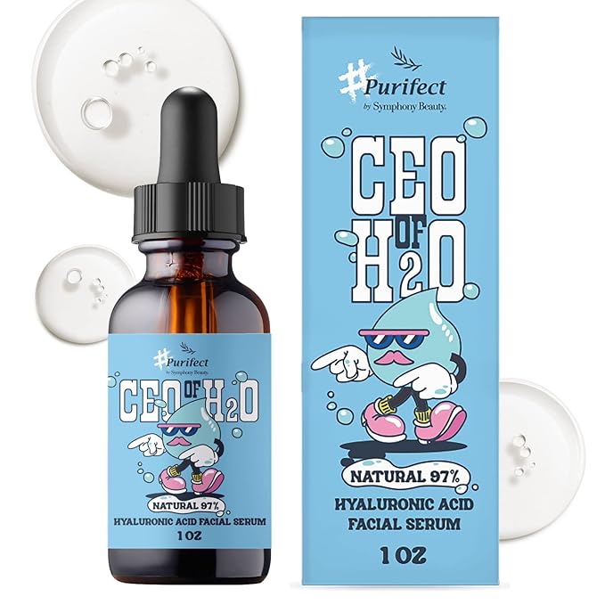 Hyaluronic Acid 100 Facial Skin Care Serum with Vitamin E - Plumping Hydrating Soothing Relieves Redness - Pairs Well with Vitamin C Serum & Moisturizer Made In USA 30ml/1fl oz (# CEO 0f H20)