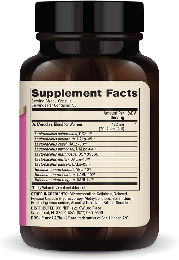 Dr. Mercola Complete Probiotics for Women 70 Billion CFU, 30 Servings (30 Capsules), Dietary Supplement, Supports Digestive Health, Non GMO