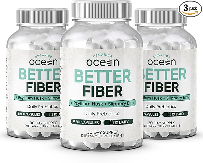 Better Fiber - Daily Fiber Supplement - Soften Stool for Effortless Bowel Movements - with Psyllium Hulk and Slippery Elm - 3 Bottles