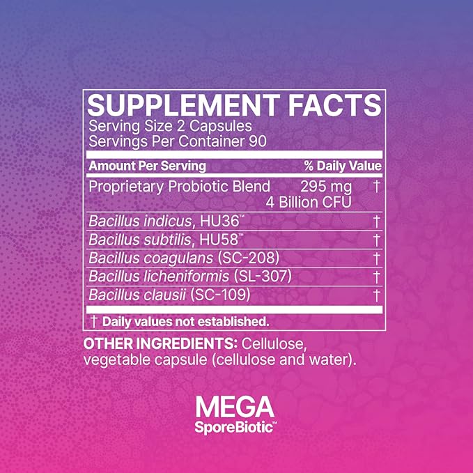 Microbiome Labs MegaSporeBiotic Probiotics for Women & Men - Spore Based Probiotic Nutritional Supplements for Digestive & Gut Health Support - Shelf Stable & Travel-Friendly (180 Capsules)