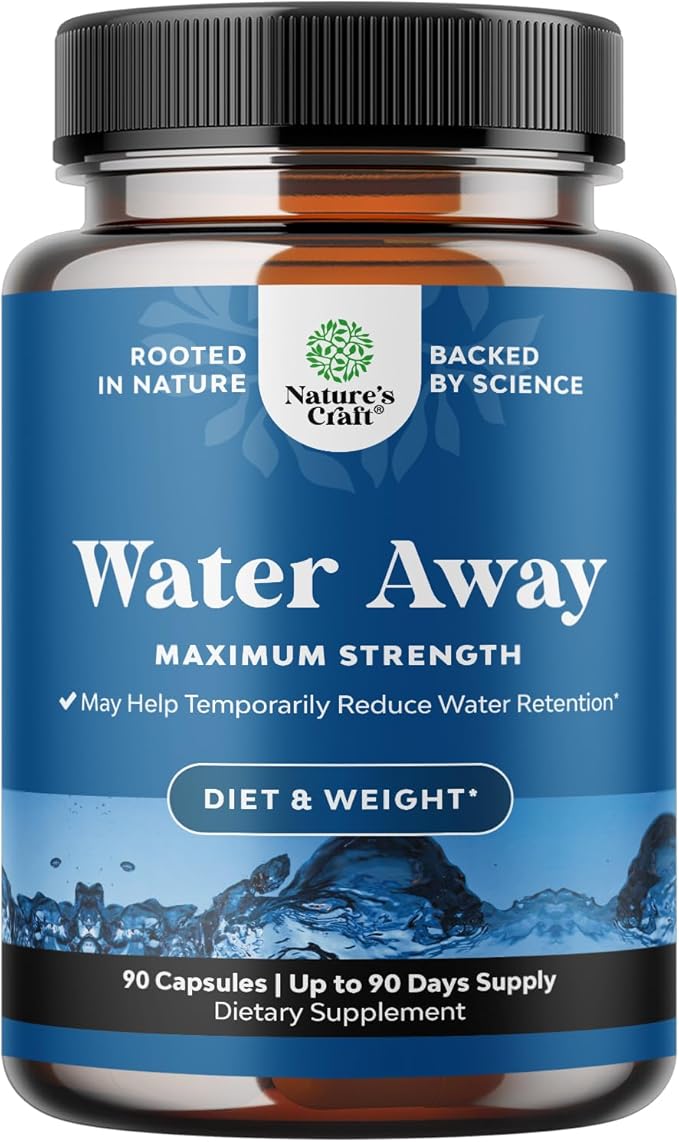 Water Away Pills Maximum Strength - Herbal Diuretic Pills for Water Retention for Fast Acting Bloating Relief for Women and Men - Easy To Take Water Retention Pills for Women and Men - 90 Servings