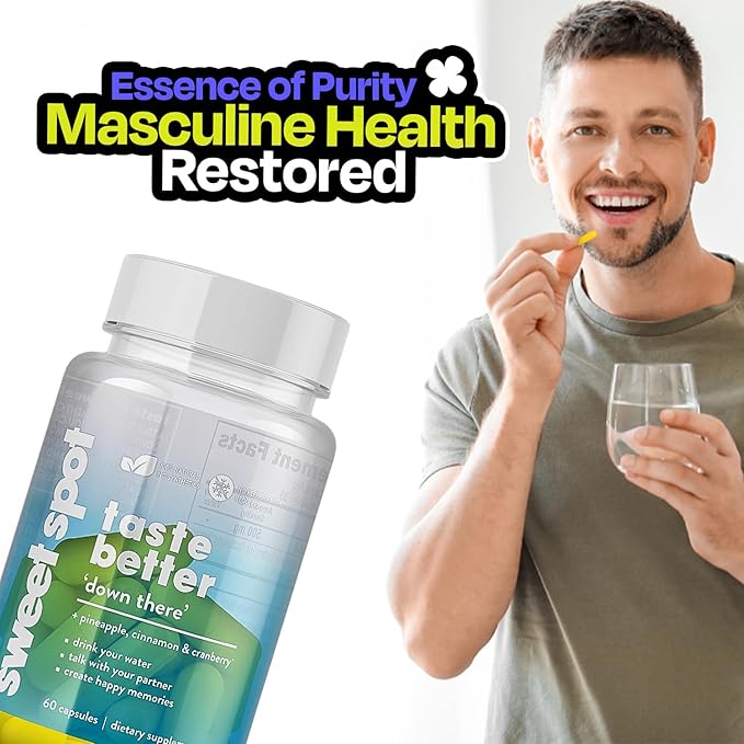 Pineapple Probiotics for Men – 500mg Sweet Spot Formula with Pineapple Extract, Cranberry & Cinnamon, Supports pH Balance & Freshens Taste, 60 Capsules, Made in The USA