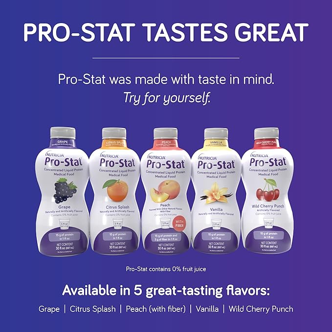 Pro-Stat Concentrated Liquid Protein Medical Food - Peach Flavor with Fiber, 30 Fl Oz Bottle (Case of 6)