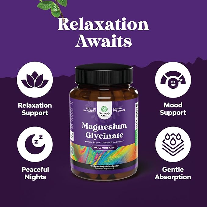 Pure Magnesium Glycinate 400mg Per Serving - Vegan High Absorption Chelated Magnesium Capsules for Women & Men with Elemental Magnesium 400mg for Mood Sleep and Relaxation Support - 45 Servings