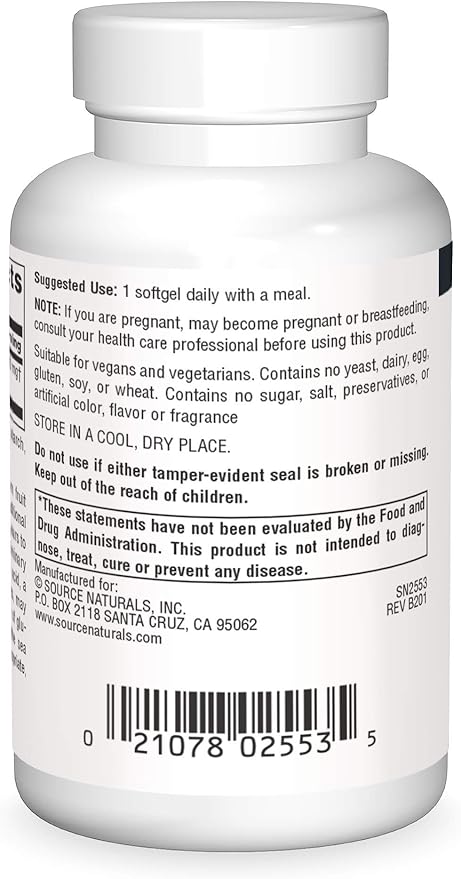 Source Naturals Omega-7 Sea Buckthorn Fruit Oil, Non-GMO, Vegan-Sourced for Health and Vitality* - 30 Vegan Softgels