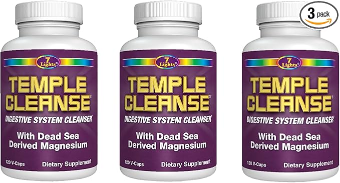 Temple Cleanse|3-Pack Special, Magnesium, Oxygen-Based Colon Cleanse Detox, Relieves Occasional Constipation with No Gas or Bloating, Body Detox and Cleanse for Women & Men