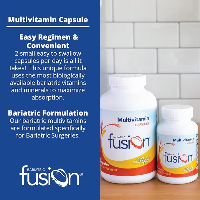 Bariatric Fusion Bariatric Multivitamin Without Iron | Post Bariatric Surgery Patients | Iron Free Bariatric Vitamin for Gastric Bypass and Sleeve Gastrectomy | 180 Capsules | 3 Month Supply