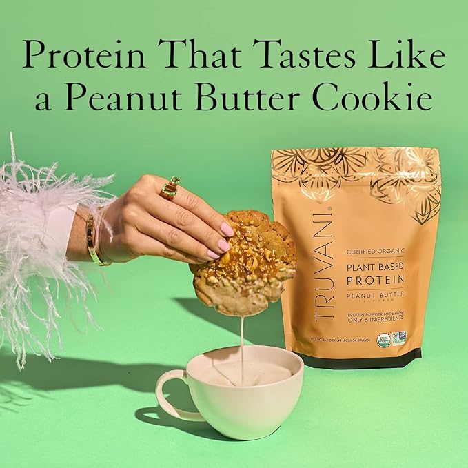 Truvani Vegan Pea Protein Powder | Peanut Butter | 20g Organic Plant Based Protein | 10 Servings | Keto | Gluten & Dairy Free | Low Carb | No Added Sugar