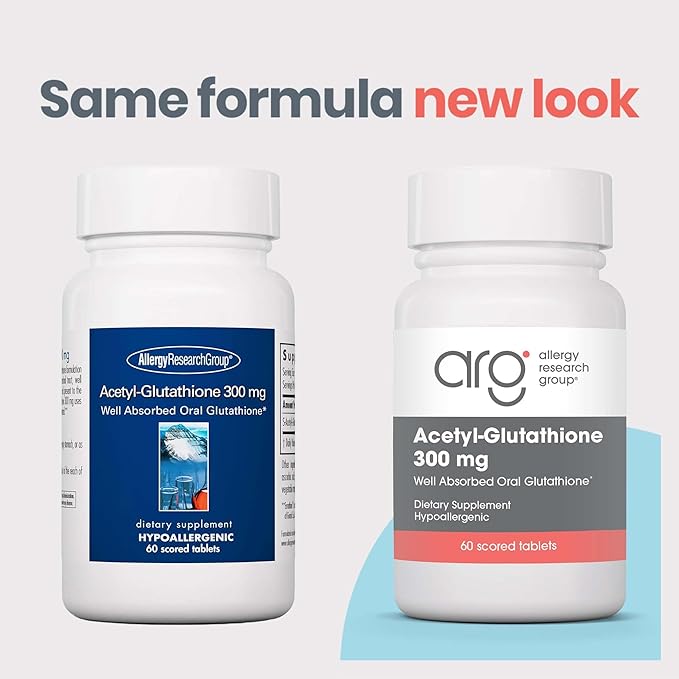 Allergy Research Group Acetyl-Glutathione - S-Acetyl-L-Glutathione, Well Absorbed, Oral Glutathione, Immune Support, 300 mg Supplement - 60 Count