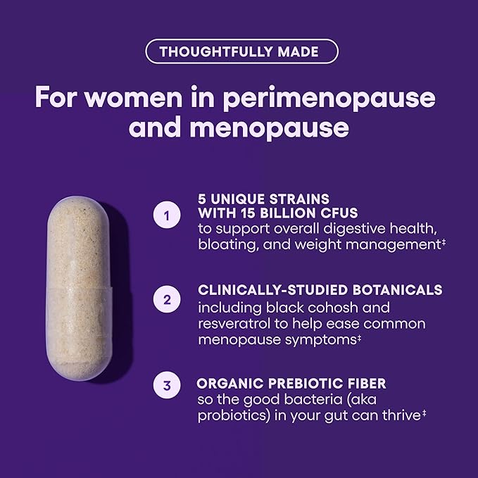 Physician's CHOICE Menopause Probiotic Supplement for Women - Supports Hormone Balance, Hot Flashes, Night Sweats, Weight Management, Bloating & Gut Health - with Black Cohosh, Resveratrol+ - 45ct