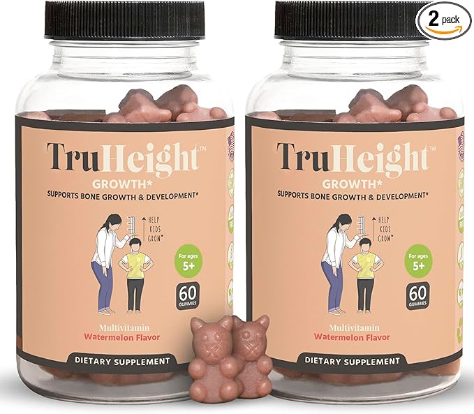 TruHeight Growth Gummies (Watermelon) Natural Growth & Development Supplement for Kids & Teens - Endorsed by Pediatricians - Vitamin D, K, Calcium & Ashwaganda, Bone Strength - Kids Vitamins, Ages 5+