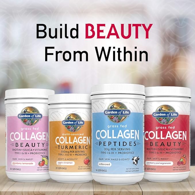 Garden of Life Multi-Sourced Collagen Turmeric - Apple Cinnamon, 20 Servings, Collagen Powder for Women Men Joints Mobility, Collagen Peptides Powder, Collagen Protein Hydrolyzed Collagen Supplements