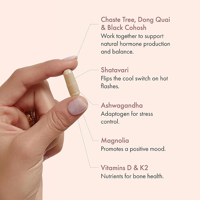 Winged Wellness Hot Momma | Menopause Capsules for Women | Hormone Balance, Hot Flashes, Night Sweats, Sleep, Mood & Bone Health | Chaste Tree, Dong Quai, Black Cohosh, Vitamins D & K-2 | 60ct