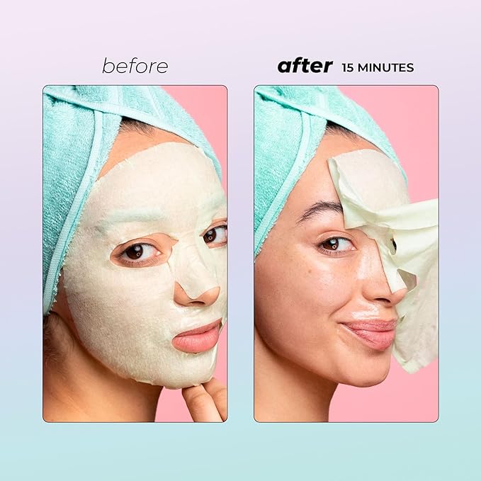 Vitamasques Probiotic Blackberry Face Sheet Mask 7 Pack - Facial Mask Rebalances & Repairs Skin with Multi Molecular Hyaluronic Acid - Natural & Biodegradable