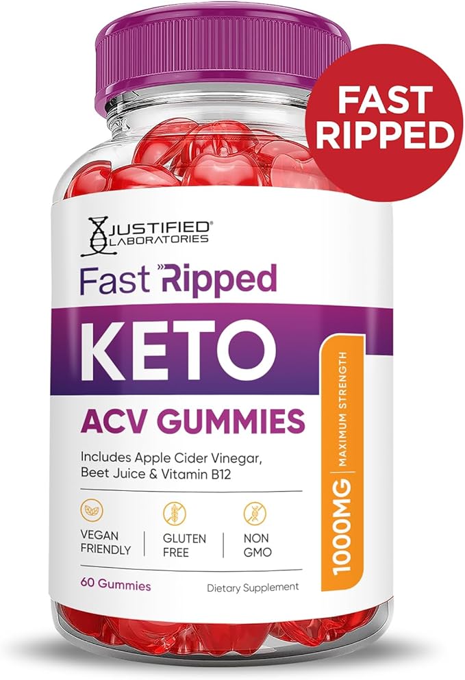 (3 Pack) Fast Ripped Keto ACV Gummies Advanced Formula 1000MG Fast Ripped Keto Gummies Apple Cider Vinegar Formulated with Pomegranate Beet Juice Powder B12 Vegan Non GMO 180 Gummys