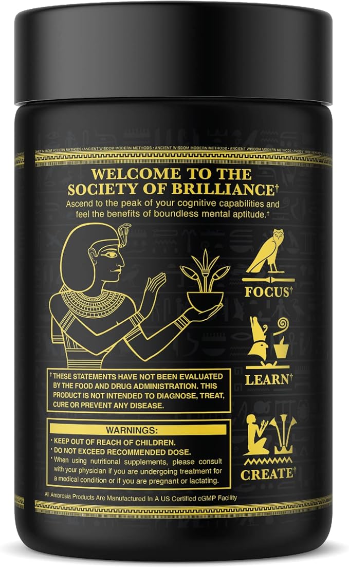 Ambrosia Mental Jewels (Capsules) - Cognitive Enhancer | Increase Memory, Communication Skills, Concentration & Focus | Alpha GPC, Choline, BaCognize | 120 Veggie Capsules (30 Day Supply)